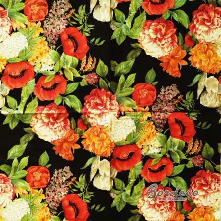 Serwetka do decoupage kolorowe kwiaty na czarnym tle 33x33 PAW Unikat