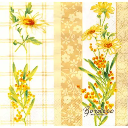 Serwetka do decoupage żółte kwiatki w kolumnach 33x33 PAW Unikat