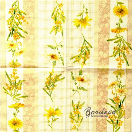 Serwetka do decoupage żółte kwiatki w kolumnach 33x33 PAW Unikat
