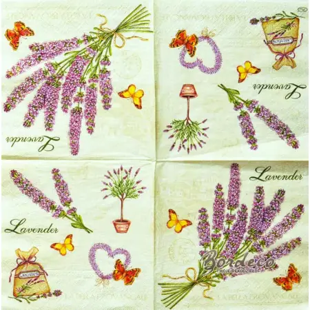 Serwetka do decoupage lawenda w różnej postaci 33x33 PAW Unikat