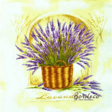 Serwetka do decoupage lawenda w wiklinowym koszu 33x33 PAW Unikat