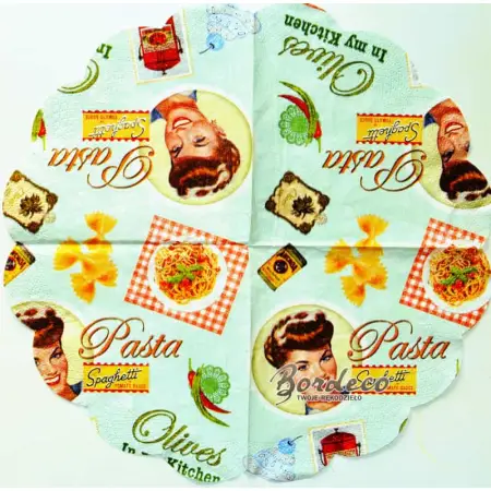Serwetka do decoupage makaron, pasta retro, fi 32 PAW Unikat