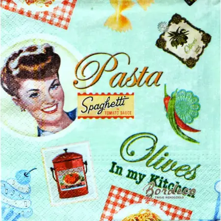 Serwetka do decoupage makaron, pasta retro 33x33 PAW Unikat