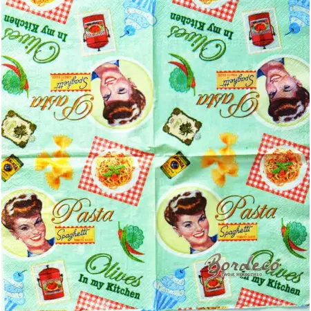 Serwetka do decoupage makaron, pasta retro 33x33 PAW Unikat