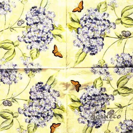Serwetka do decoupage niebieska malowana hortensja 33x33 PAW Unikat
