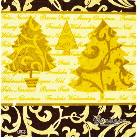Serwetka do decoupage choinki z bordiurą 33x33 PAW