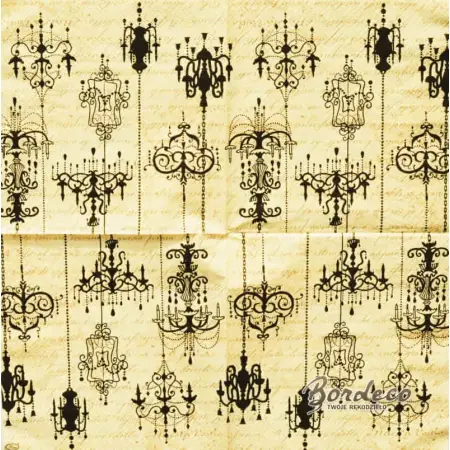 Serwetka do decoupage ozdobne czarne żyrandole 33x33 PAW Unikat