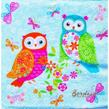 Serwetka do decoupage patchworkowe sówki 33x33 PAW Unikat