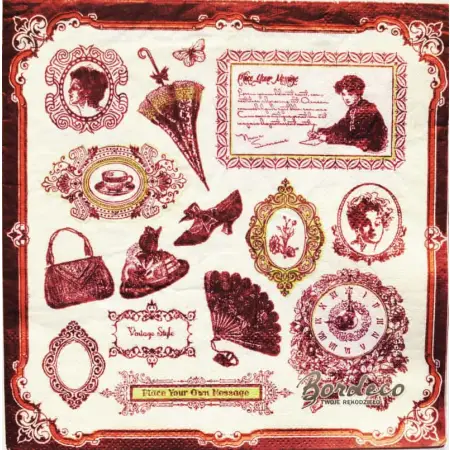 Serwetka do decoupage przedmioty retro, vintage 33x33 PAW Unikat