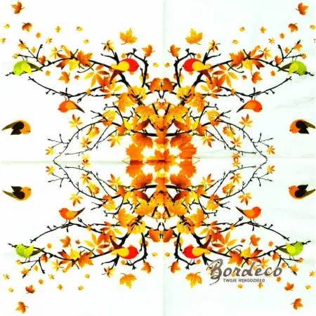 Serwetka do decoupage ptaszki na jesiennej gałązce 33x33 PAW Unikat
