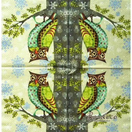 Serwetka do decoupage kolorowa sowa na drzewie 33x33 PAW Unikat