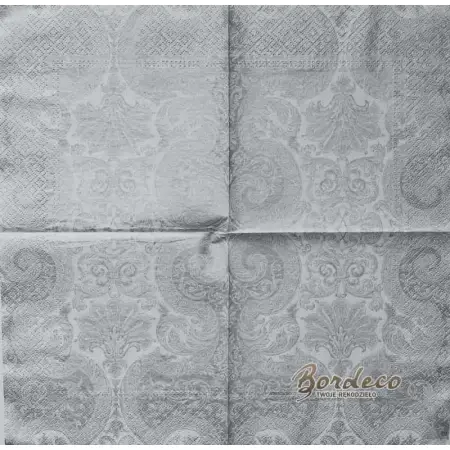 Serwetka do decoupage srebrny ornament, tapeta 33x33 PAW Unikat