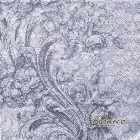 Serwetka do decoupage srebrna tapeta z motywem kwiatowym 33x33 PAW Unikat