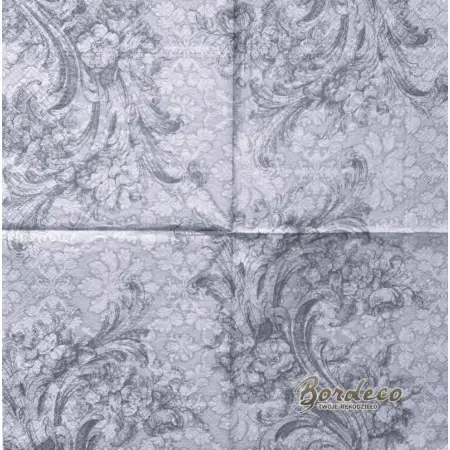 Serwetka do decoupage srebrna tapeta z motywem kwiatowym 33x33 PAW Unikat