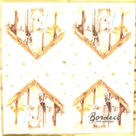 Serwetka do decoupage słomiana stajenka 33x33 PAW
