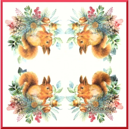 Serwetka do decoupage wiewiórka na stroiku 33x33 PAW