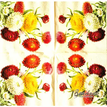 Serwetka do decoupage kwiaty suchołuski, kocanki 33x33 PAW Unikat