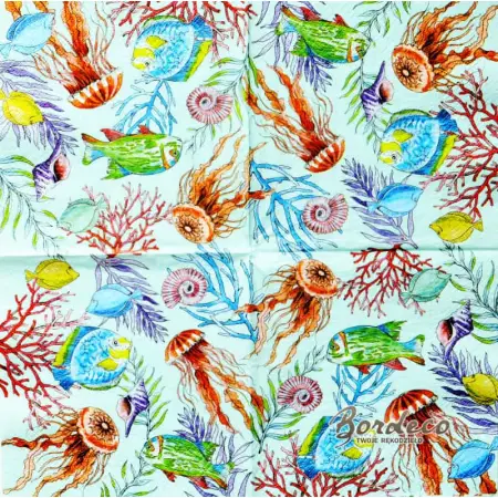 Serwetka do decoupage wodny świat fauny i flory 33x33 PAW Unikat