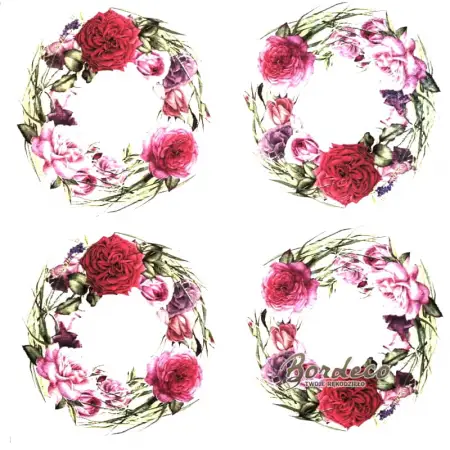 Serwetka do decoupage wianek z róż 33x33 seria PAW