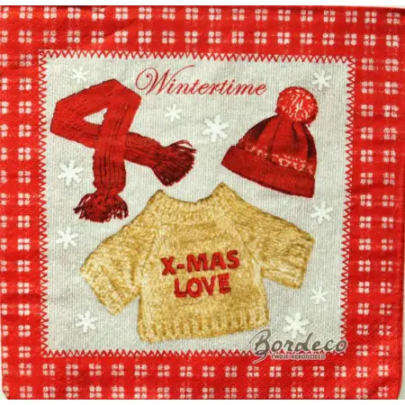 Serwetka do decoupage dziecięce ciepłe ubranka na zimę 33x33 PAW Unikat