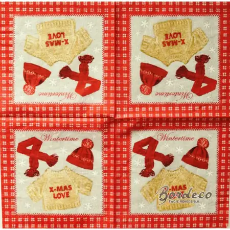 Serwetka do decoupage dziecięce ciepłe ubranka na zimę 33x33 PAW Unikat