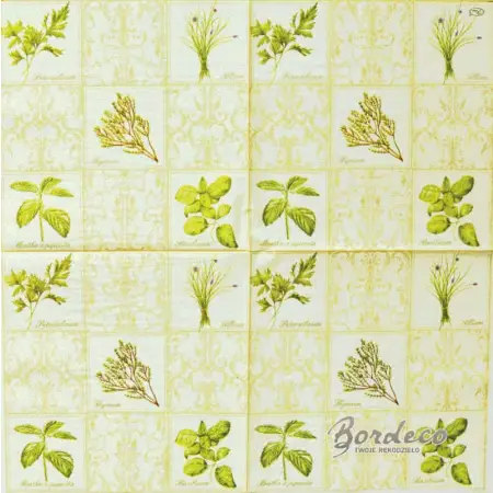 Serwetka do decoupage mozaika ziół i złotych ornamentów 33x33 PAW Unikat