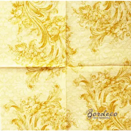 Serwetka do decoupage złota tapeta z motywem kwiatowym 33x33 PAW Unikat