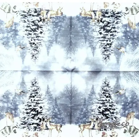 Serwetka do decoupage choinka i zwierzątka 33x33 PEPCO