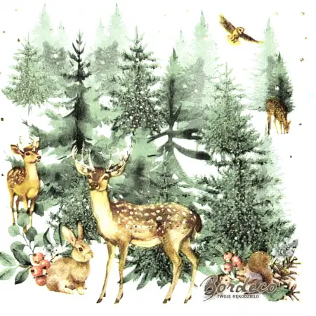 Serwetka do decoupage zwierzęta leśne 33x33 PEPCO