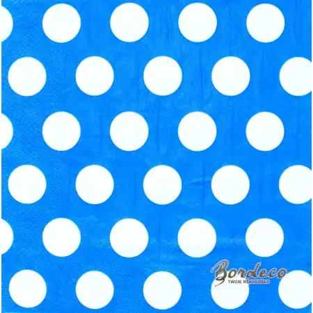 Serwetka do decoupage białe grochy na niebieskim tle 33x33 PIXIE Unikat