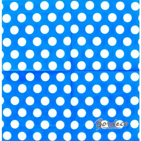 Serwetka do decoupage białe grochy na niebieskim tle 33x33 PIXIE Unikat