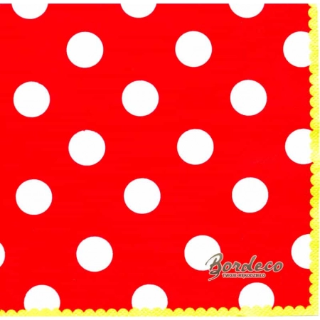 Serwetka do decoupage białe grochy na czerwonym tle 33x33 PIXIE Unikat