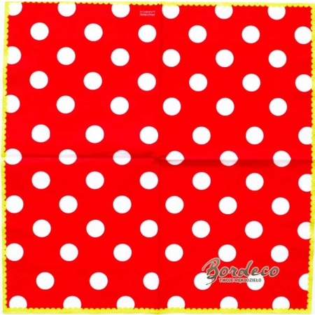 Serwetka do decoupage białe grochy na czerwonym tle 33x33 PIXIE Unikat