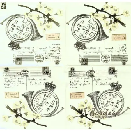 Serwetka do decoupage karta pocztowa, vintage, 33x33 PIXIE Unikat