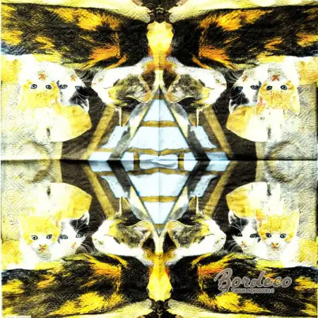 Serwetka do decoupage kotka z kociętami 25x25 PIXIE Unikat