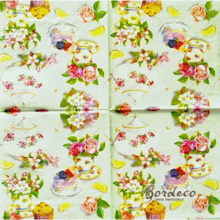 Serwetka do decoupage kwiaty i porcelana 25x25 PIXIE Unikat