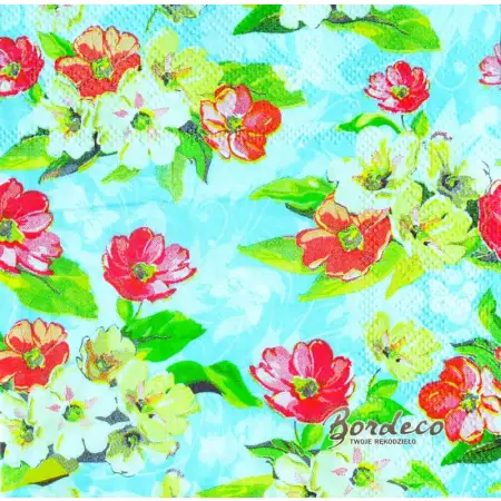 Serwetka do decoupage malowane kwiatuszki 25x25 PIXIE Unikat
