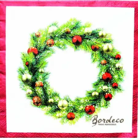 Serwetka do decoupage świąteczny wianek z bombkami 33x33 PIXIE Unikat