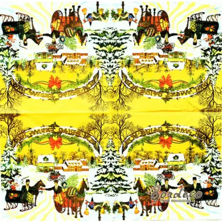 Serwetka do decoupage zimowy kulig 33x33 PIXIE Unikat