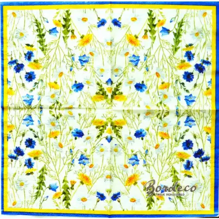 Serwetka do decoupage kwiaty polne, łąkowe, zioła33x33 PIXIE Unikat