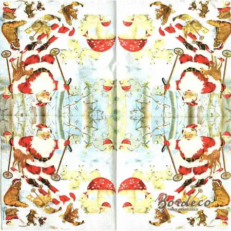 Serwetka do decoupage Mikołaj na nartach 33x33 PPD Unikat