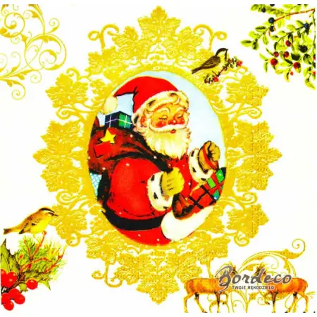 Serwetka do decoupage Mikołaj w ramce vintage 33x33 PPD Unikat