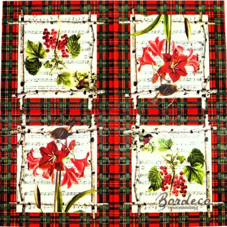 Serwetka do decoupage amarylis, czerwona porzeczka 33x33 PPD Unikat