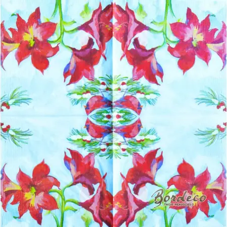 Serwetka do decoupage amarylis i kardynał 33x33 PPD Unikat