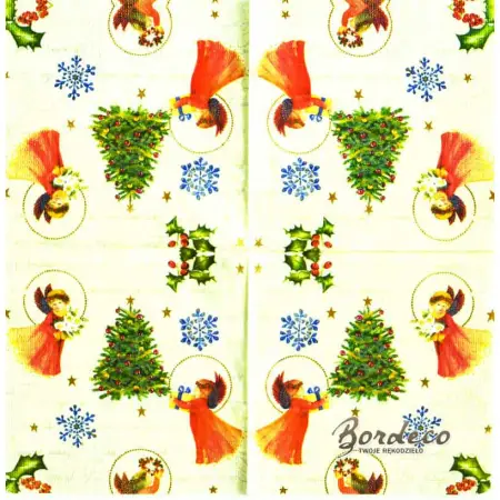 Serwetka do decoupage aniołki, choinka 33x33 PPD Unikat