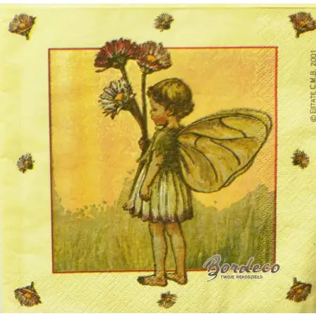 Serwetka do decoupage aniołek z kwiatami 33x33 PPD Unikat