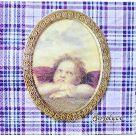 Serwetka do decoupage aniołki Rafaela Santi w ramkach 25x25 PPD Unikat