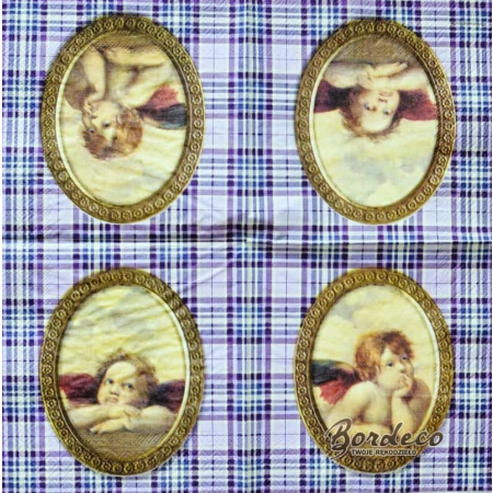 Serwetka do decoupage aniołki Rafaela Santi w ramkach 25x25 PPD Unikat