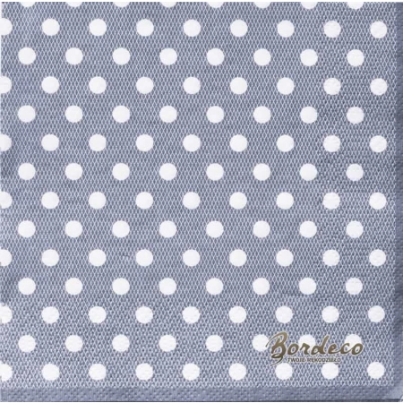 Serwetka do decoupage białe groszki na szarym tle 25x25 PPD Unikat