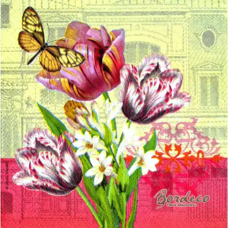 Serwetka do decoupage bukiet kwiatów z tulipanami 25x25 PPD Unikat